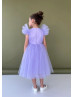 Feifei Sleeves Lavender Tulle Flower Girl Dress